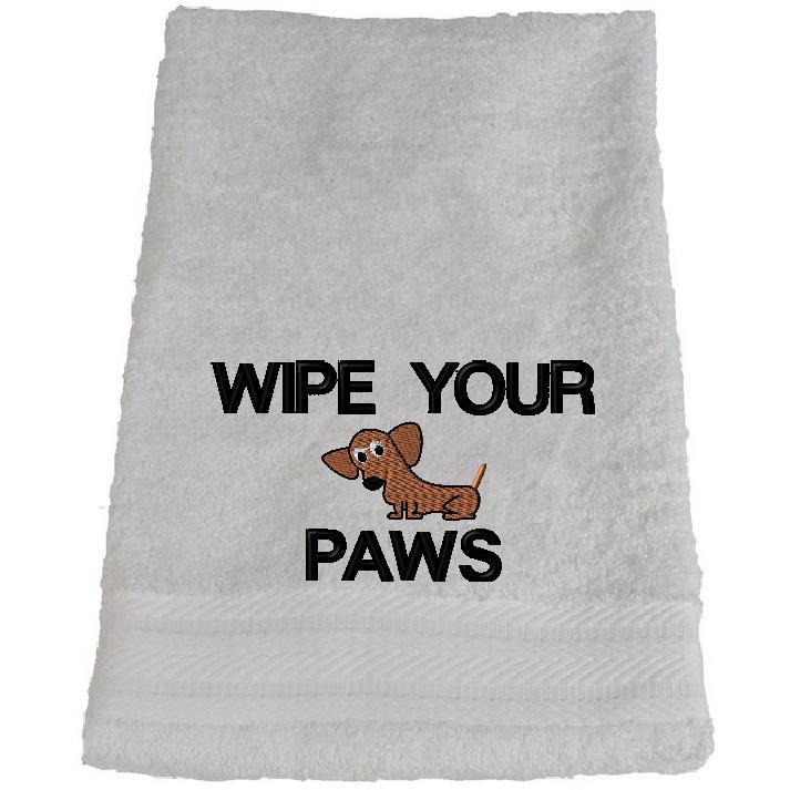 dachshund embroidery design on a towel